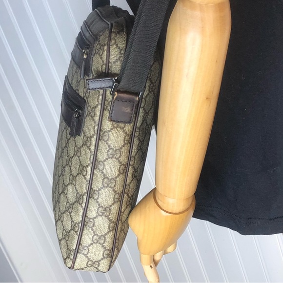 MGUCCI Supreme GG Leather Coated Canvas Crossbody Messenger Bag + Gucci Dust Bag - Picture 5 of 17